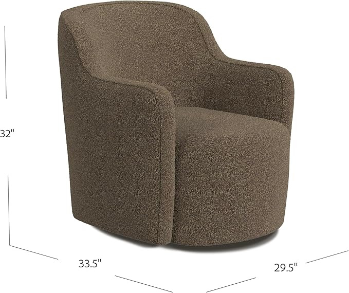 Upholstered 360° Barrel Back Swivel Chair | Accent Chairs for Living Room & Bedroom | Decorative Home Furniture, Brown Boucle-DeskLoop Office