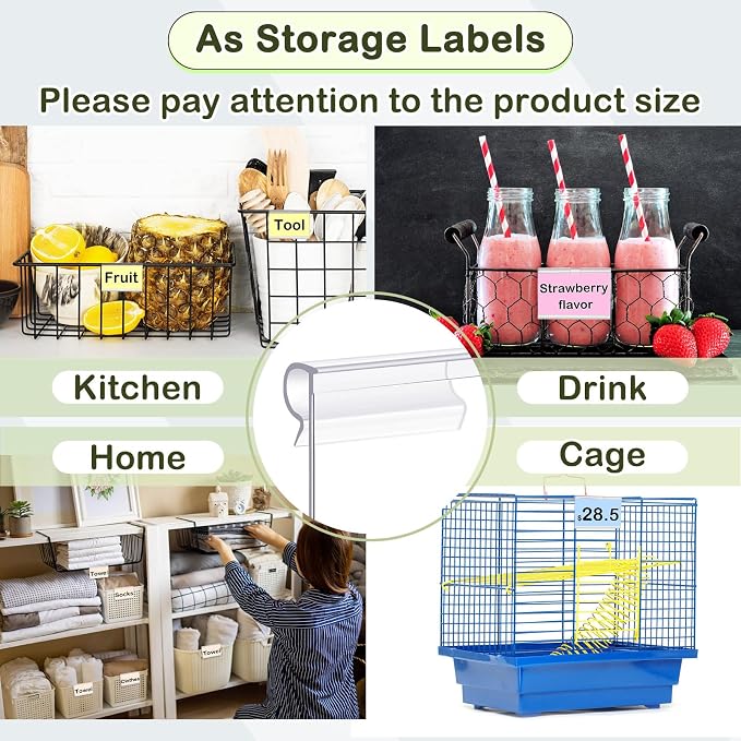 Tatuo 600 Pcs Reusable Plastic Wire Shelf Label Holders, Price Card Sign - Image 6