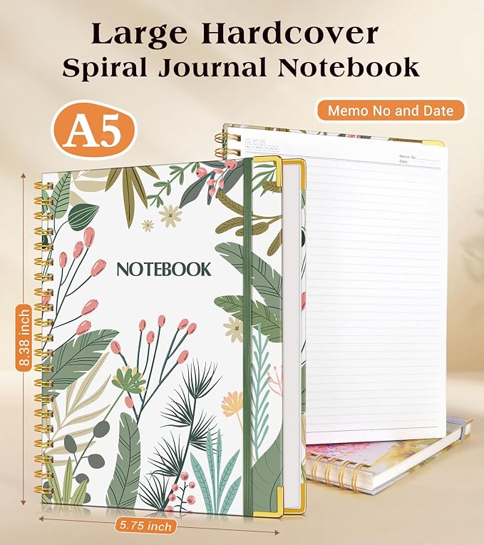 Lined Spiral Notebook Journal for Women, 150 Pages Aesthetic Notebooks 5.75” x - Image 3