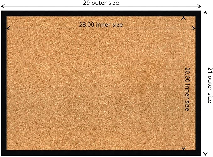 Amanti Art Natural Cork Board for Wall, 21x29 Vision Board with Black Wood Frame, Medium Corkboard Office Decor for Home Organization, Modern Contemporary Corkboard Pinboard to display items for home-DeskLoop Office