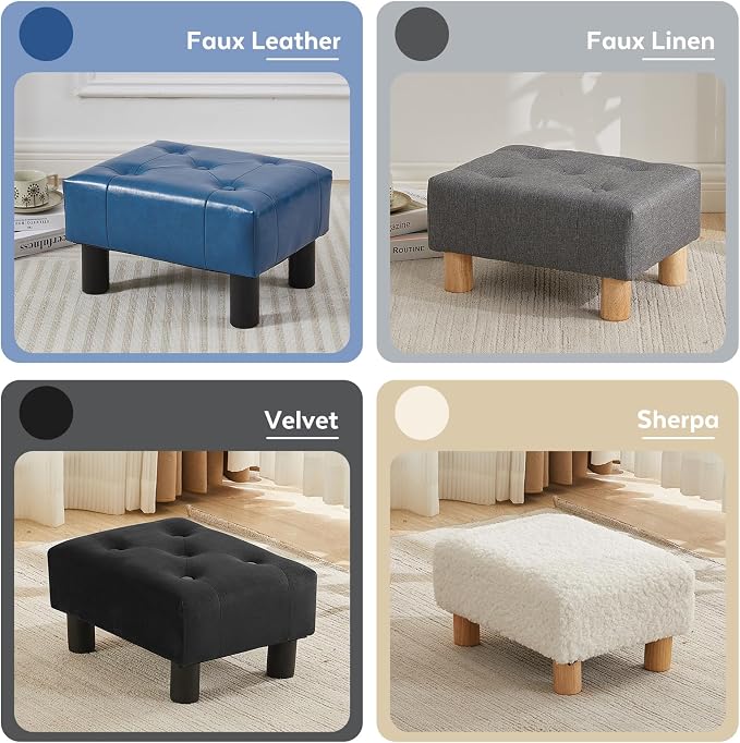 Small Foot Stool Ottoman, Velvet Footstool Ottoman Foot Rest - Image 9