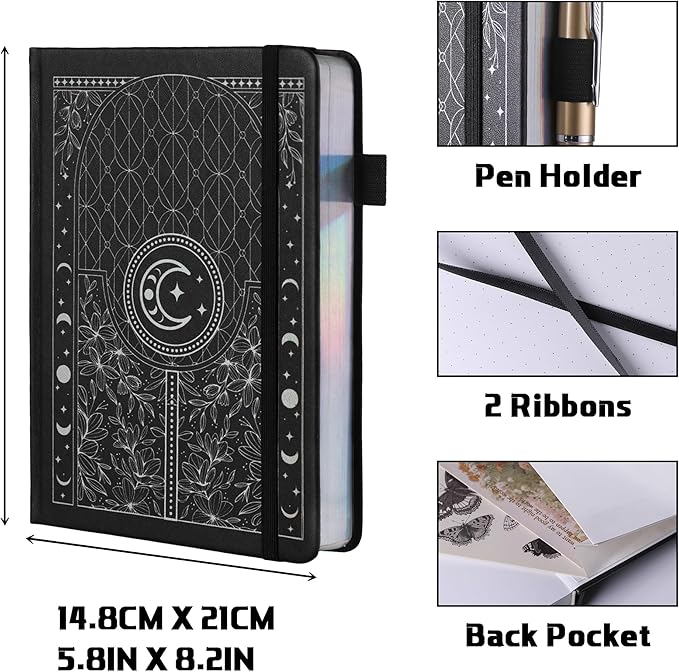 TIEFOSSI Bullet Dotted Journal Notebook, 160gsm 256 Numbered Thick Paper, A5 Hardcover Dotted Grid Diary for Women Men Work Writing, Bullet Dot Journaling, Drawing, 5.8 x 8.3 in-DeskLoop Office