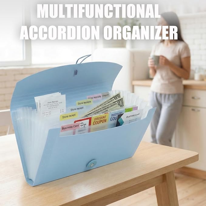 Portable 13-Pocket Receipt & Coupon Organizer, Small Expanding Accordion File - Image 4