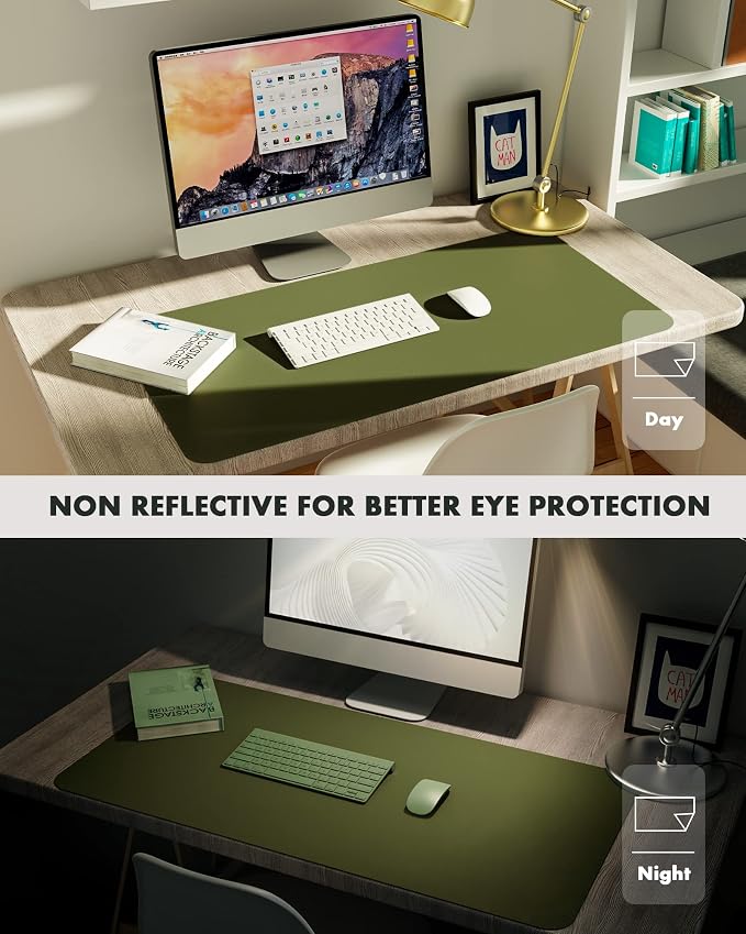 YSAGi Double-Sided Desk Pad, 35.4"x17"Leather Desk Mat, Eco Cork Desk Pad - Image 7