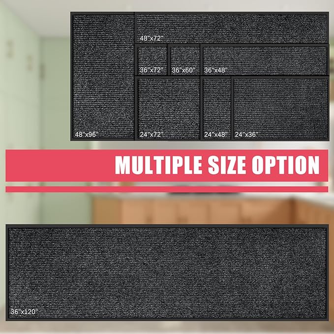 Kuyal Front Door Mat, 4'x8' Indoor Outdoor Entrance Mat, Commercial Floor Mats Inside Outside Entrance, Heavy Duty Durable Welcome, Rubber Backing Non Slip Outdoor Mats for Entryway,Black-DeskLoop Office
