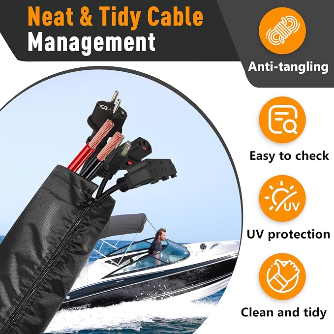 48 Inch Zippered Rigging Sleeve | Heavy Duty 600D Waterproof Marine Cable - Image 6