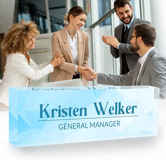 Personalized Desk Name Plate, Custom Acrylic Glass Name Plates - Image 2