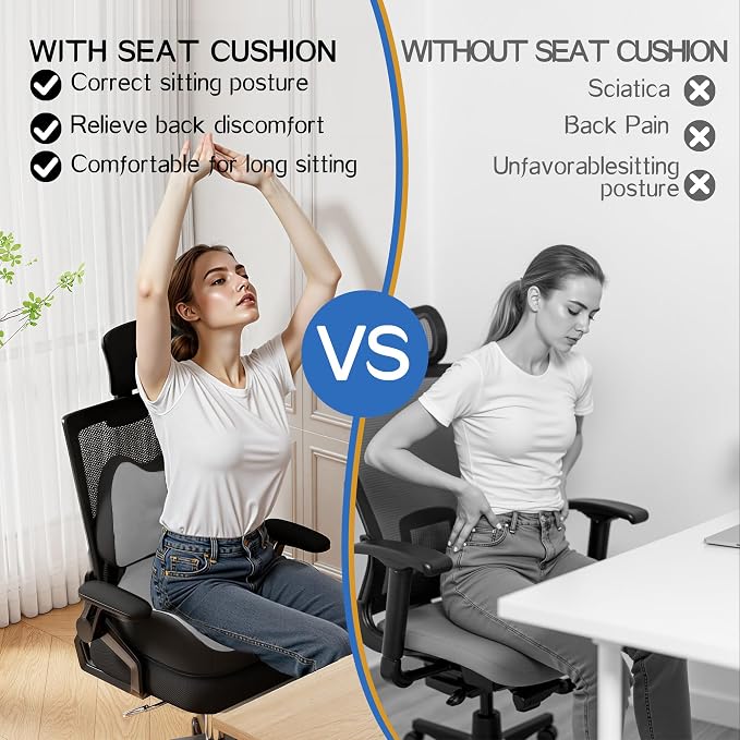 Benazcap Large Memory Foam Seat Cushion Lumbar Support Pillow - Image 4