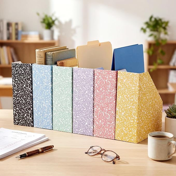 6 Set Composition Book Cardboard Magazine Holders Set Classroom File Folders - Image 2