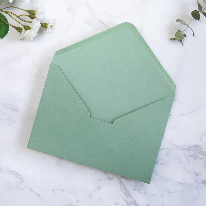 PONATIA 50 Pack A1 Envelopes, 3.63 x 5.2'' Sage Green Envelopes Perfect - Image 2