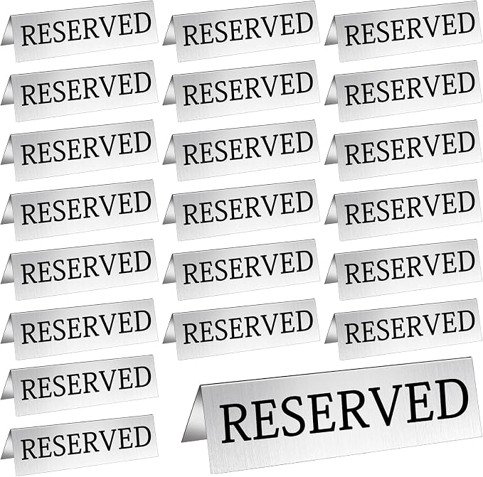 Aemygo 24 Pcs Metal Reserved Table Signs, Double Sided Tent Guest Reservation by Aemygo