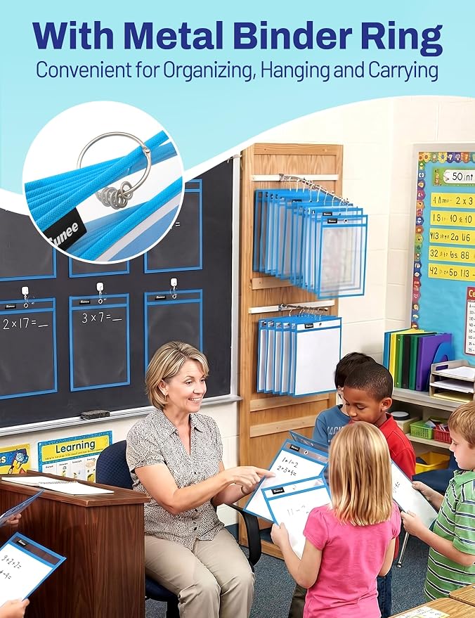 SUNEE 30 Packs Oversized Reusable Dry Erase Pocket Sleeves - Image 6