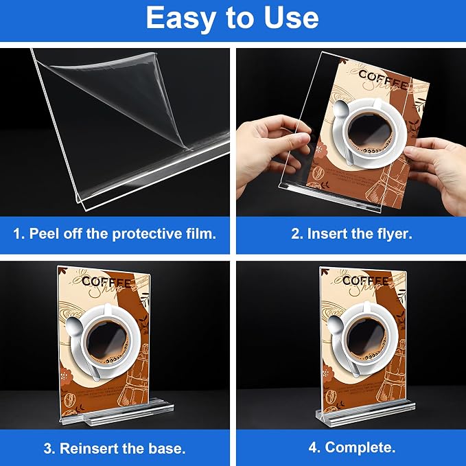 Acrylic Sign Holder 5.5x8.5 Inches 8 Pack, Double Sided Vertical Clear Display - Image 5