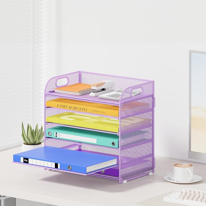 Cawukege 6 Tier Paper Organizer, Mesh Desk Organizer, Metal File Organizer - Image 6