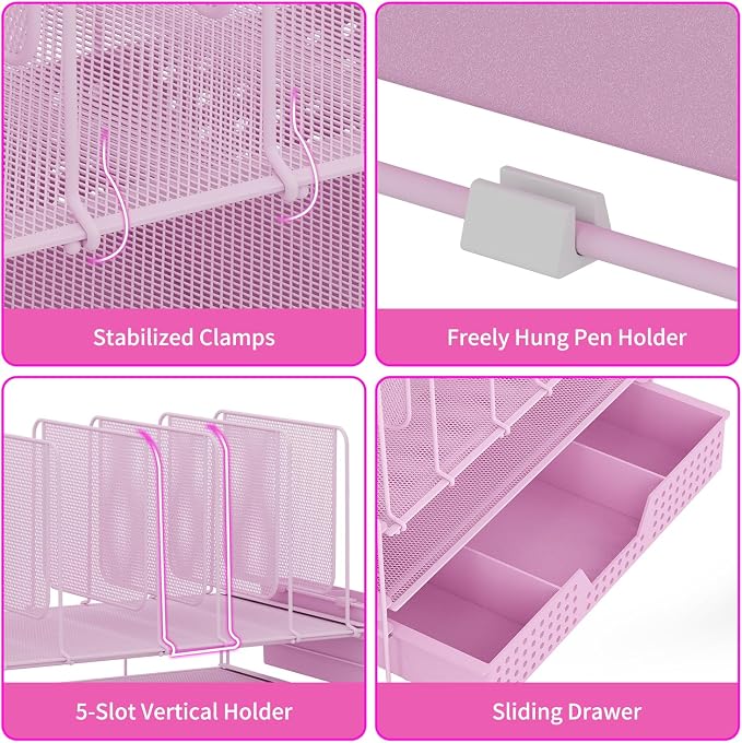 LEKETREE Pink Desk Organizer, Office Organization - Image 5