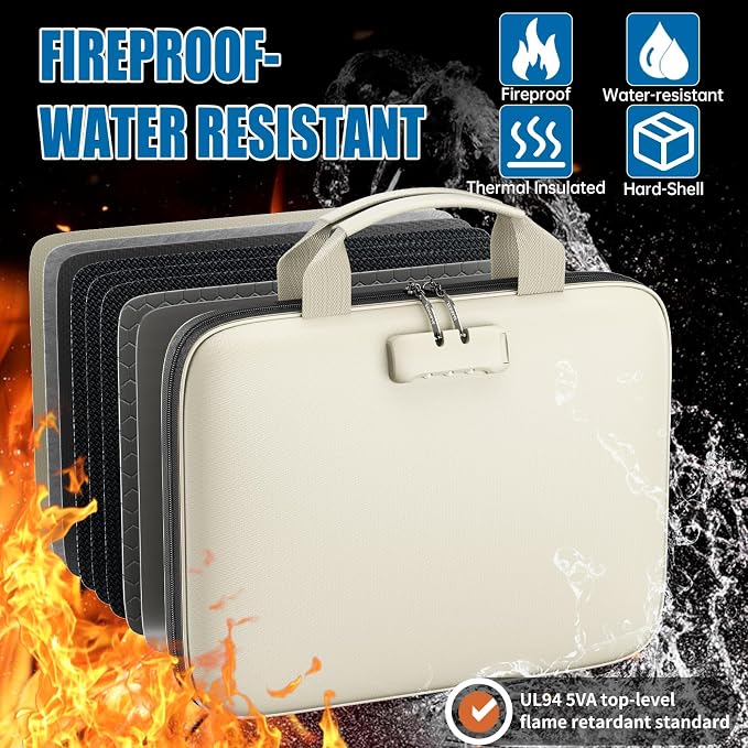 Binder Folders Organizer with 20 Pack Heavyweight Plastic Pockets, Fireproof - Image 3