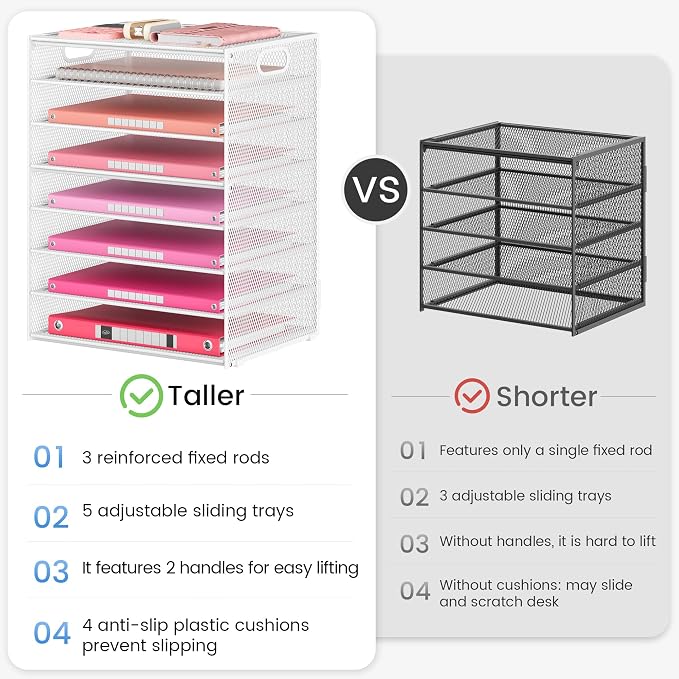 Lavatino 2 Pack 8-Tier Office Desk File Organizer, Letter Tray Paper Organizer - Image 6