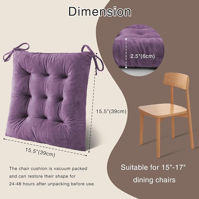 OVOV 4 Pack Chair Cushions for Dining Chairs Soft Seat Cushions for Kitchen - Image 2