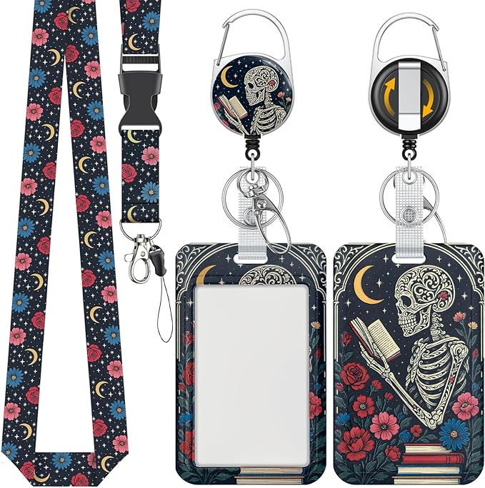 Uniclife Fashionable Sliding Badge Holder, Skeleton Pattern Plastic Card Holder by UnicLife