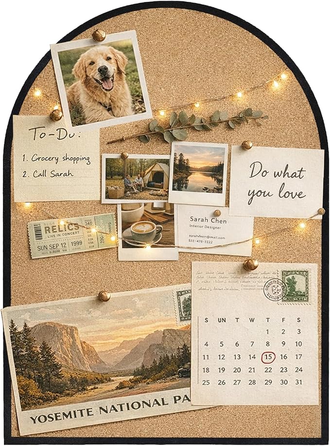 Self-Adhesive Arch Pin Cork Board, 10.4" x 14.4" 1/2" Thick by YINGXUN