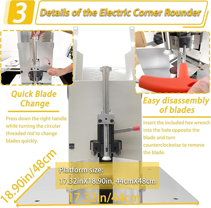 Electric Round Corner Cutter Machine with 5 Blades (8/10/12/16/21mm Radius) Foot Pedal Operation Safety Guard Heavy Duty Paper Corner Rounder for Paper Cardstock Leather Plastic-DeskLoop Office