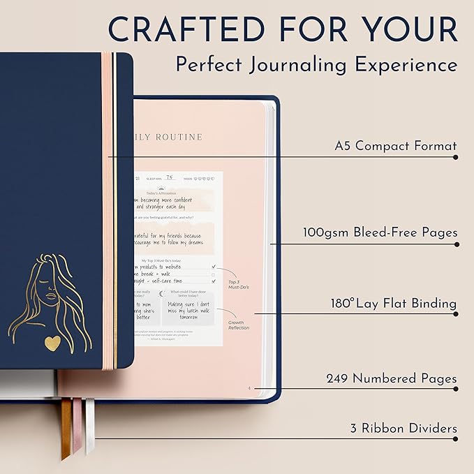 RYVE Daily Journal for Women: 6-Month Guided Gratitude Journal for Women with Prompts - Affirmation, Gratitude, Mindfulness, Self Help & Reflection, Gratitude Journal Notebook, Self Care Journal-DeskLoop Office