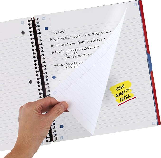 Five Star Advance Spiral Notebook + Study App, 3 Subject, College Ruled Paper - Image 4