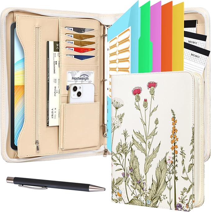 Leathario Portfolio Binder, Includes 5 Folder Index Dividers and 3 Notepads by Leathario