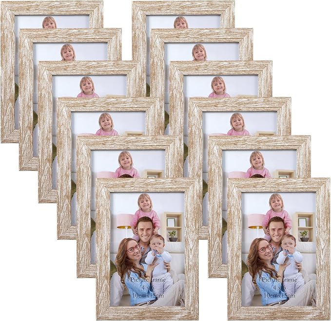 Giftgarden 4x6 Picture Frame Distressed Beige White Set of 12 by Giftgarden