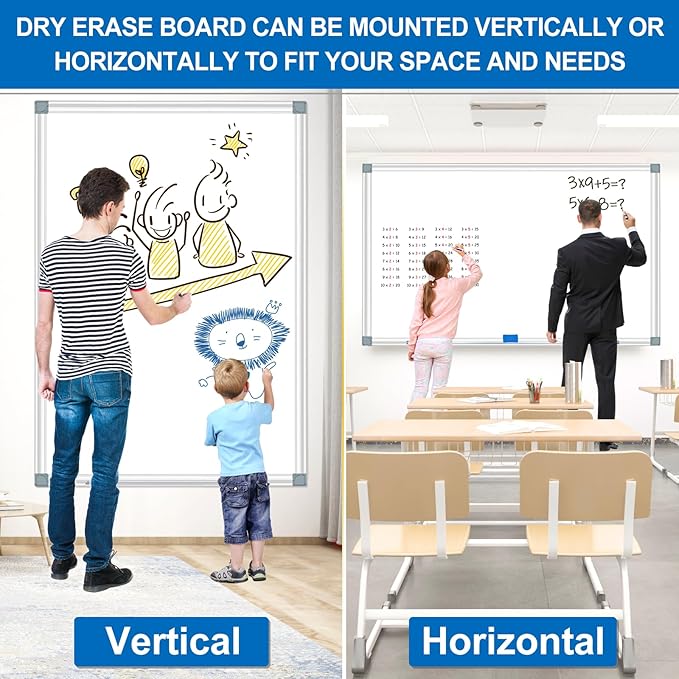 H-Qprobd 6'x4' Large Magnetic White Board Dry Erase Whiteboard with Aluminum Frame, 72"X48" Hanging White Boards for Wall with Long Pen Tray, Presentation Board for Office Classroom Home-DeskLoop Office