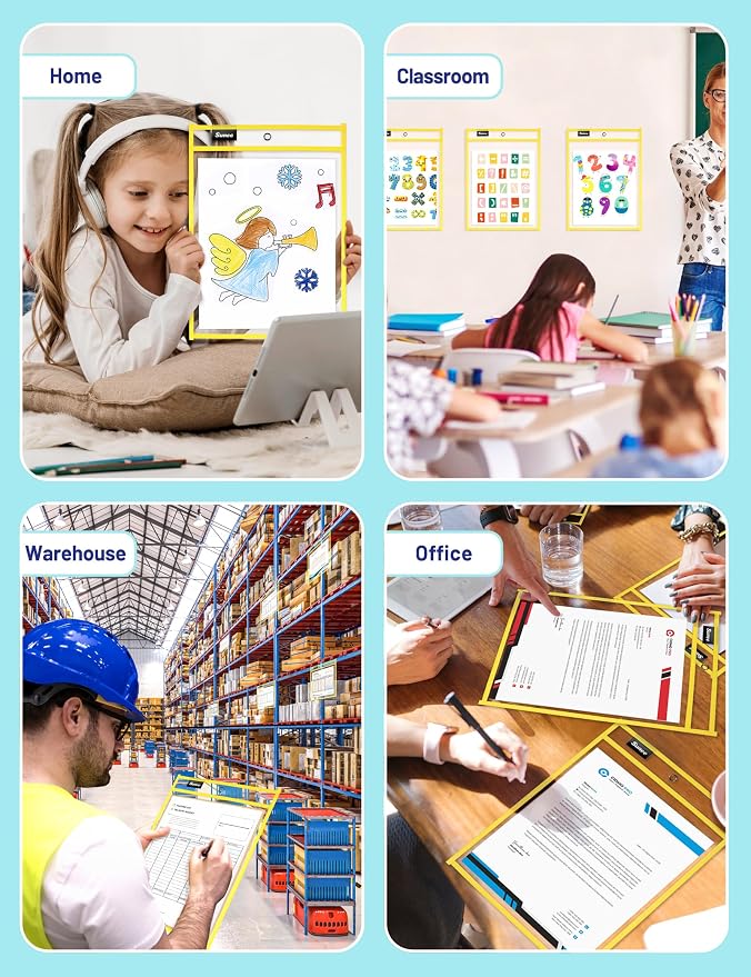 SUNEE 6 Packs Oversized Reusable Dry Erase Pocket Sleeves - Image 7
