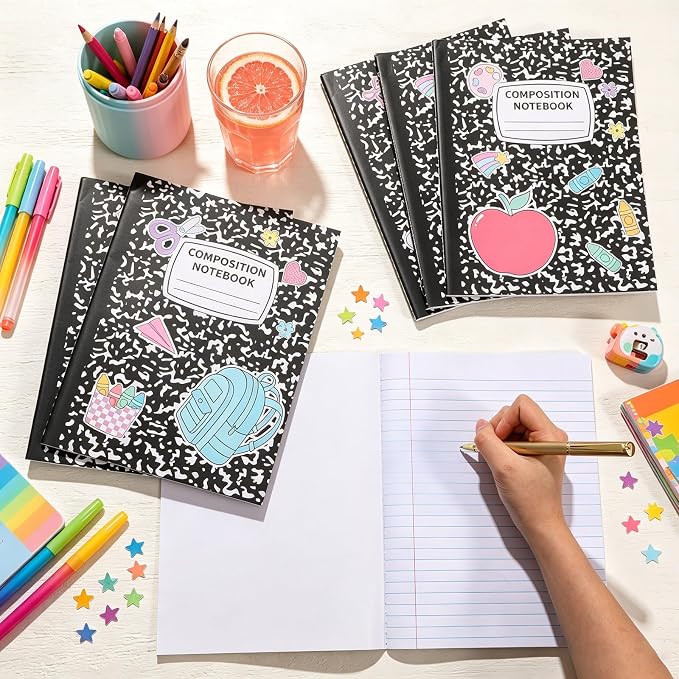 6 Pack Large Composition Notebooks Bulk 9.8 × 7.5 in Wide Ruled Hard Cover - Image 3