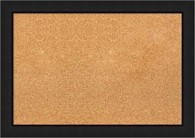 Amanti Art Natural Cork Board for Wall, 19x27 Vision Board with Black Wood Frame, Medium Corkboard Office Decor for Home Organization, Casual Corkboard Pinboard to display items for home organization-DeskLoop Office