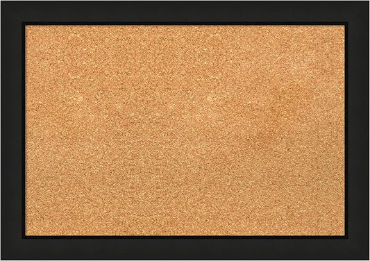Amanti Art Natural Cork Board for Wall, 19x27 Vision Board with Black Wood Frame, Medium Corkboard Office Decor for Home Organization, Casual Corkboard Pinboard to display items for home organization-DeskLoop Office