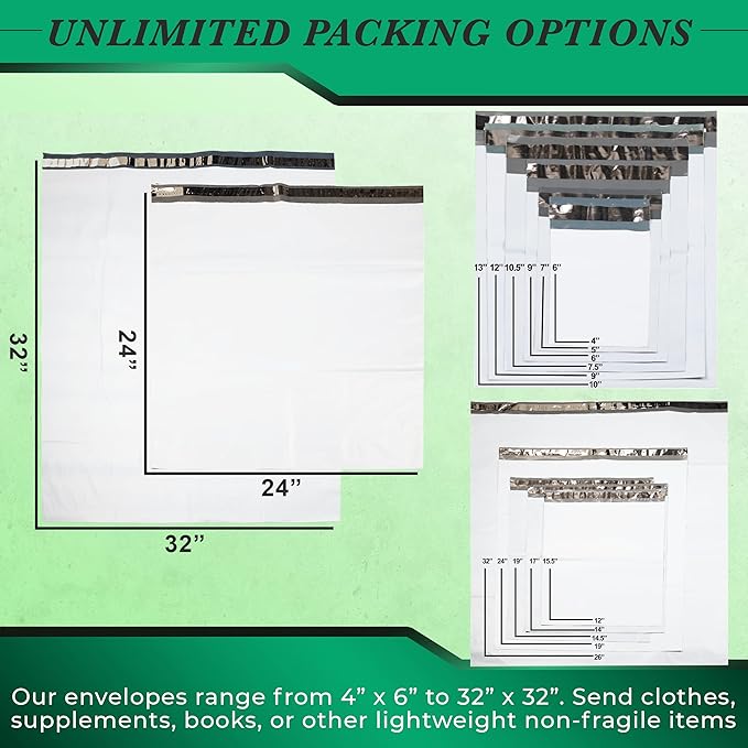 1500 Pack Secure Seal White Poly Mailers Shipping Bags - Image 3