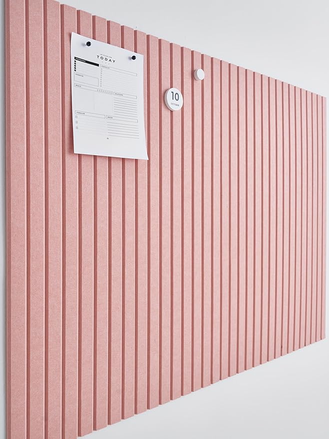 Large Cork Boards for Walls Black Felt Alternative - Slat Wall Paneling, Bulletin Board Tiles for Home Decor, Push Pin Corkboard Organizer for Office or Classroom-12-Pack Panel Kit (Coral)-DeskLoop Office