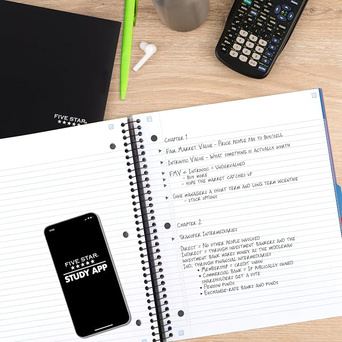 Five Star Advance Spiral Notebook + Study App, 3 Subject, College Ruled Paper - Image 3
