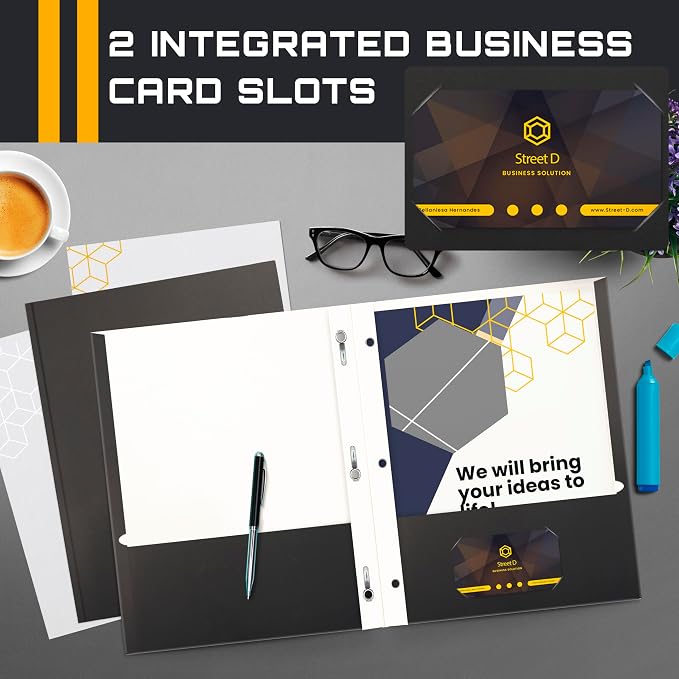 Better Office Products Black Paper 2 Pocket Folders - Image 4