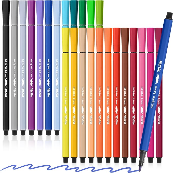 Mr. Pen- Felt Tip Markers, 24 Pack, 2.5 mm | Bible Journaling Markers, Bold by MrPen