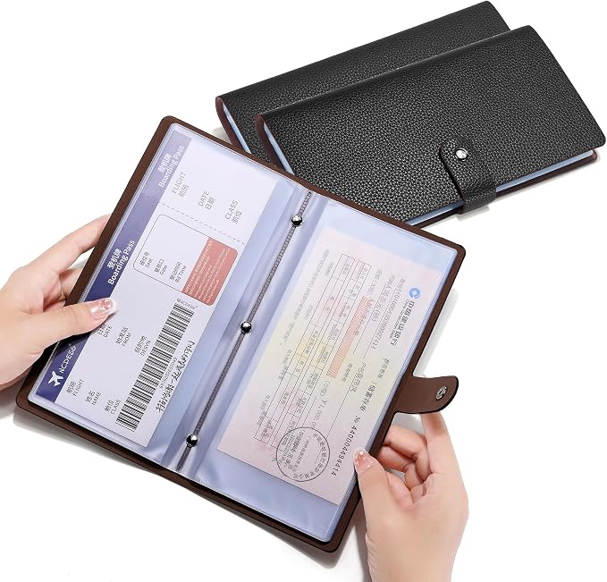 Leather Coupon & Receipt Organizer, Portable Receipt Holder by Romozi