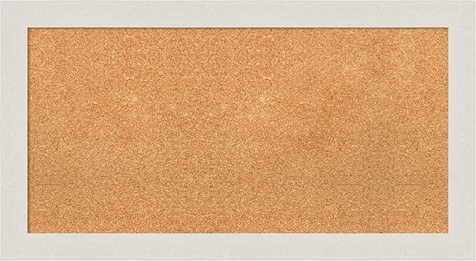Amanti Art Natural Cork Board for Wall, 19x35 Vision Board with White Frame, Medium Corkboard Office Decor for Home Organization, Country Rustic Corkboard Pinboard to Display Items for Home-DeskLoop Office