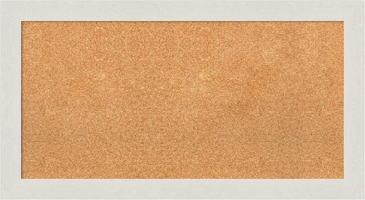 Amanti Art Natural Cork Board for Wall, 19x35 Vision Board with White Frame, Medium Corkboard Office Decor for Home Organization, Country Rustic Corkboard Pinboard to Display Items for Home-DeskLoop Office