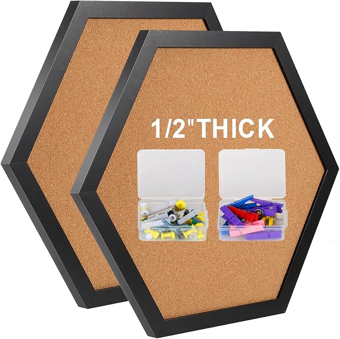 Cork Bulletin Board for Walls, 1/2" Thick Hexagon Pin Board for Walls by %E2%80%8EWAYHOUL