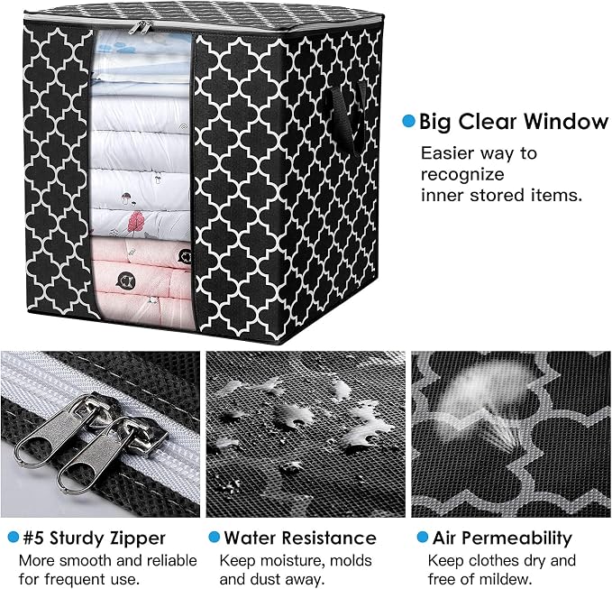 WISELIFE Storage Bags 6 Pack/100L Large Blanket Clothes Organization and - Image 3