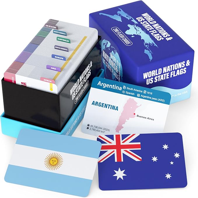 World Nations & US State Flags Flash Cards – 290 Geography Flashcards by Briston