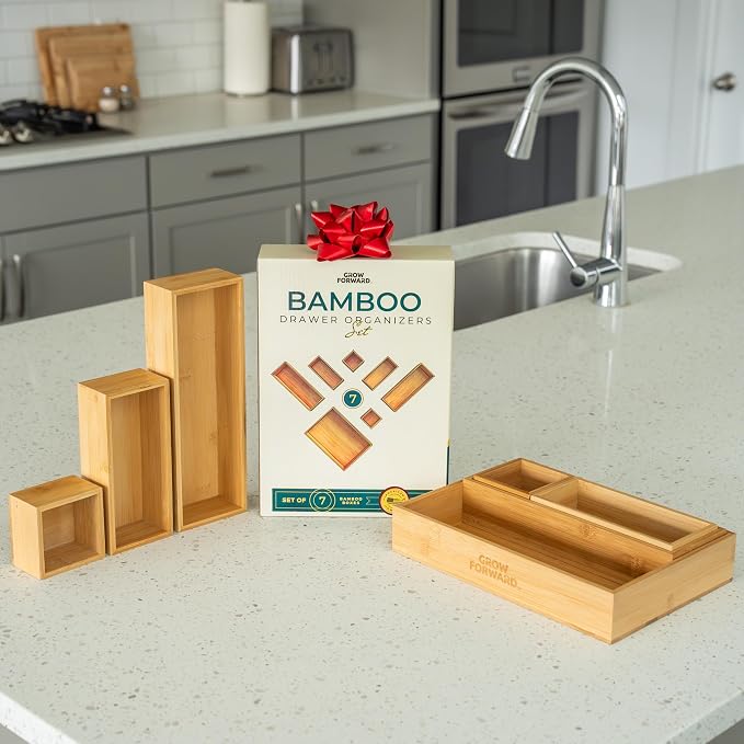 Grow Forward Bamboo Drawer Organizer Boxes - Image 6