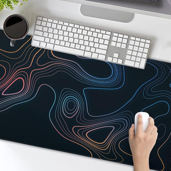 Topographic Contour Map XL Mouse Pad 31.5 x 11.8 Inch Gaming Mousepad Extended - Image 2
