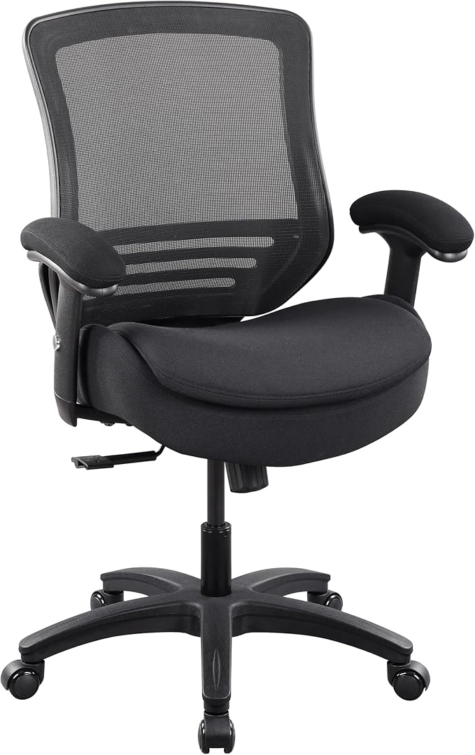 400lbs Ergonomic Office Chair with Double Seat Cushion and Soft Armrests for Executive Computer Desk with Built-in Lumbar Support (Black)-DeskLoop Office