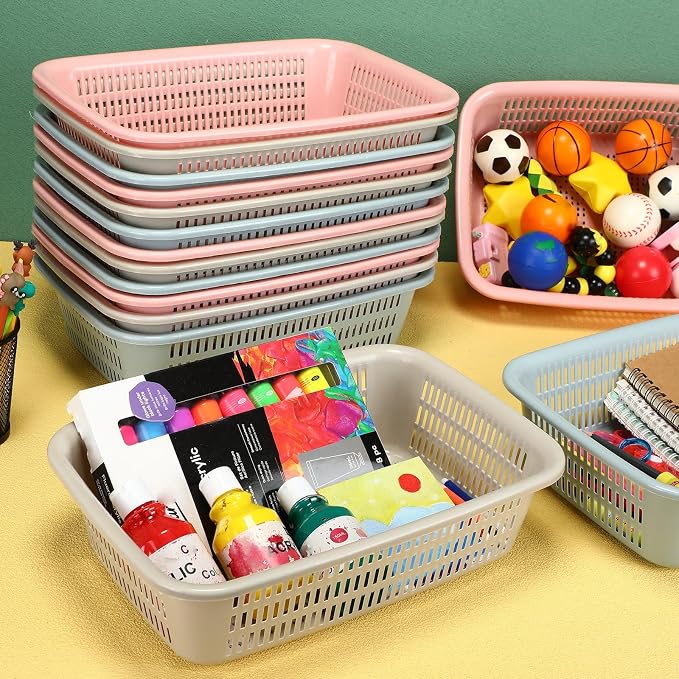 Zhehao 14 x 10 x 4 Inch 16 Pack Paper Organizer Basket Small Plastic Storage - Image 7