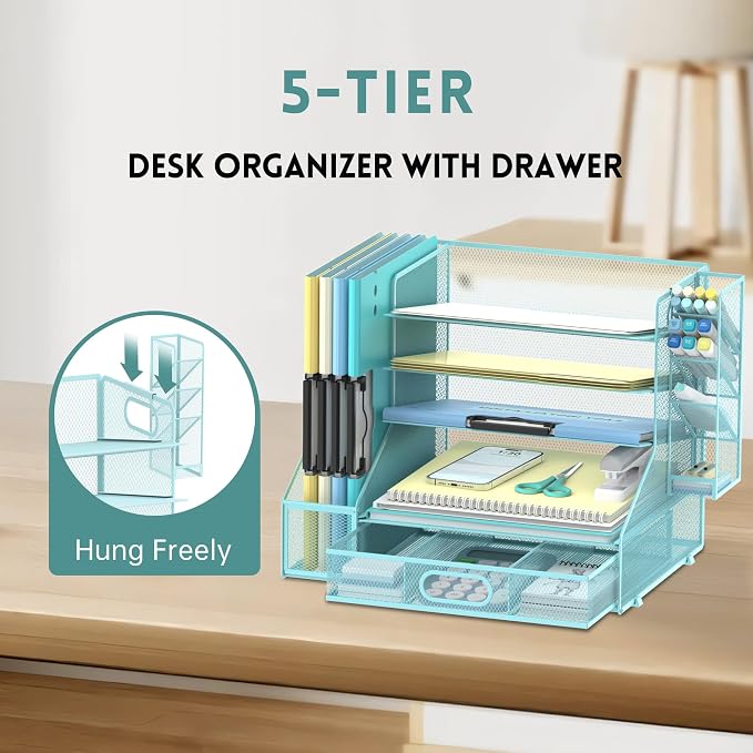 DALTACK Mesh Desk Organizer, 5-Tier Paper Letter Tray - Image 4